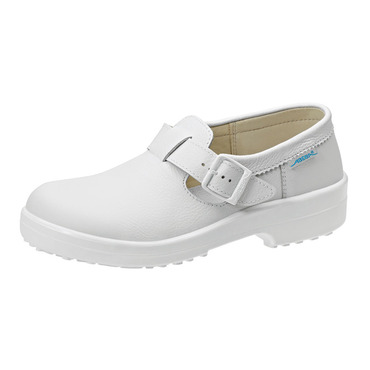 White leather 1500 safety clogs, compliant with CE, EN ISO 20345:2011, S2, SRC